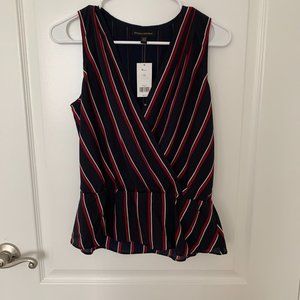 NWT Banana Republic XS Stripe V Neck Peplum Top